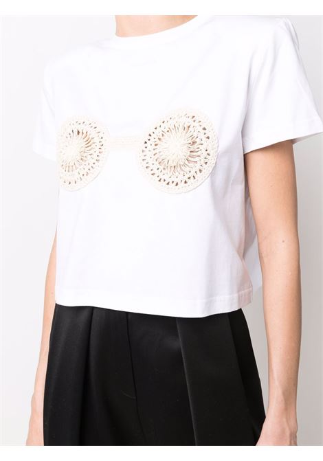 White crochet-detailed T-shirt - women MAGDA BUTRYM | 108321WHT